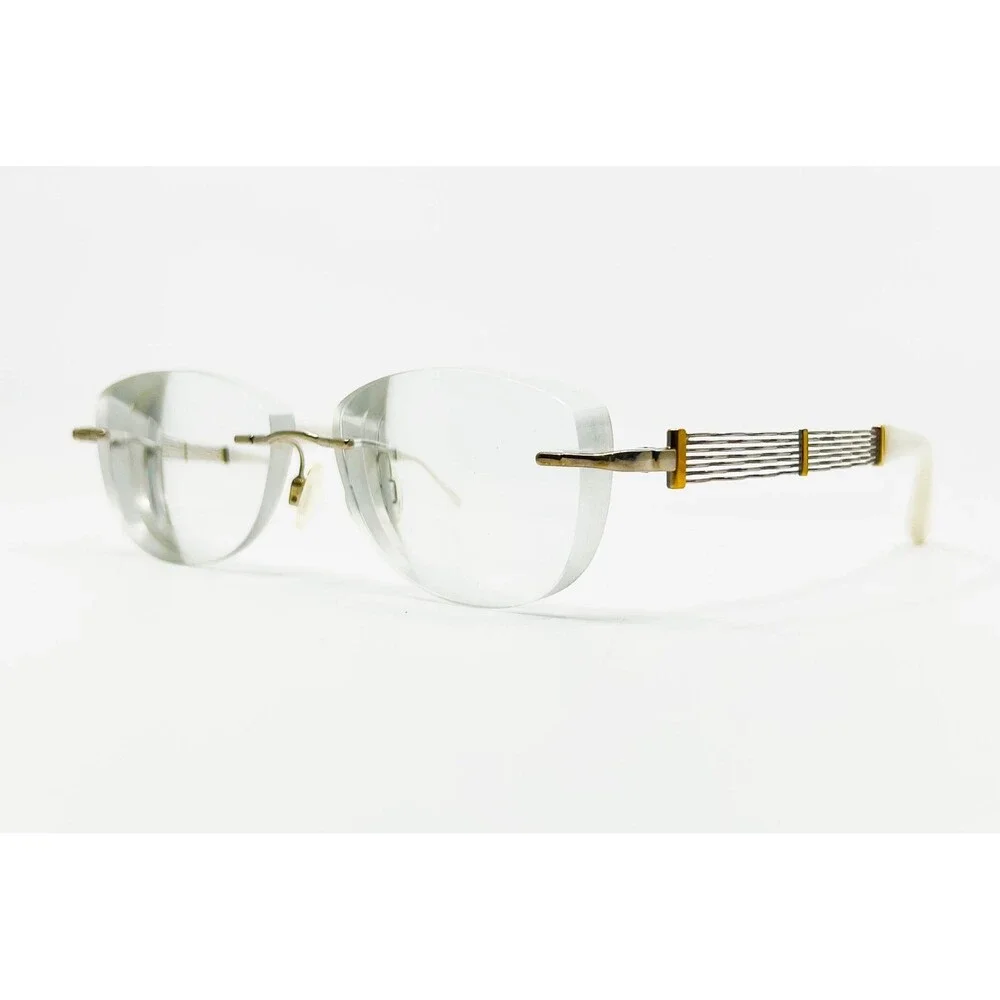 Charmant Line Art Eyeglasses Womens White Rimless Titan XL2040 53-16-135mm